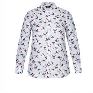 Aaaadorable and fun button down with birds